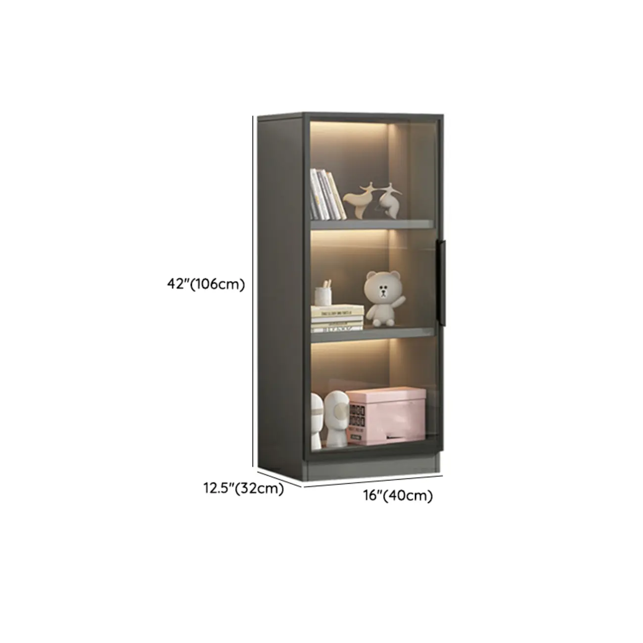 Simple Modern Gray Clear Cover Wooden Display Cabinet