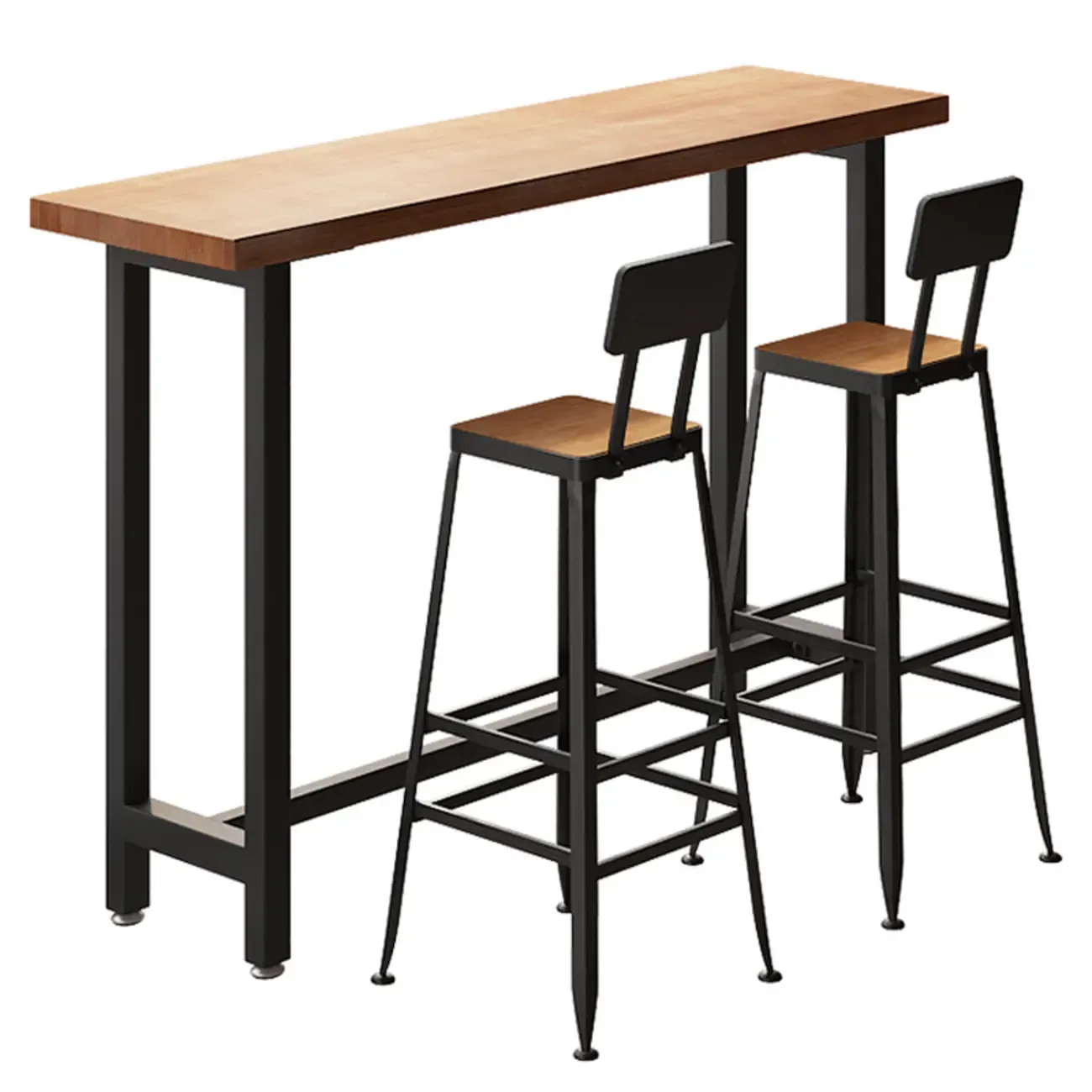 Footrest Natural Wooden Fixed Top Bar Tables