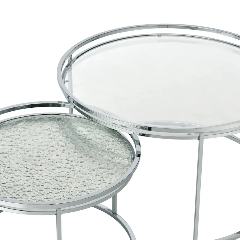 Glam Chrome Glass Top Nesting Tables
