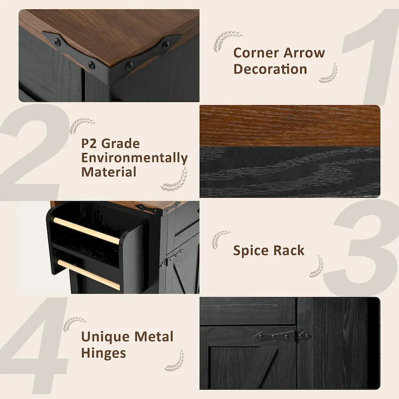 53.5 Farmhouse Kitchen Island with Power Outlet