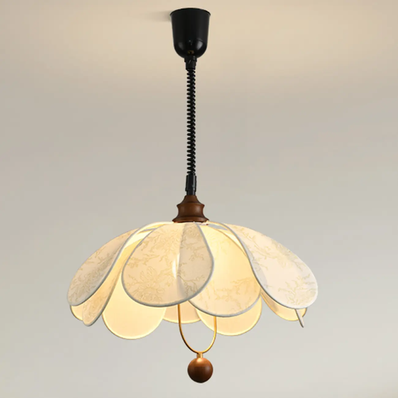 Art Deco Fabric Petal Blossom Hanging Pendant Light Fixture