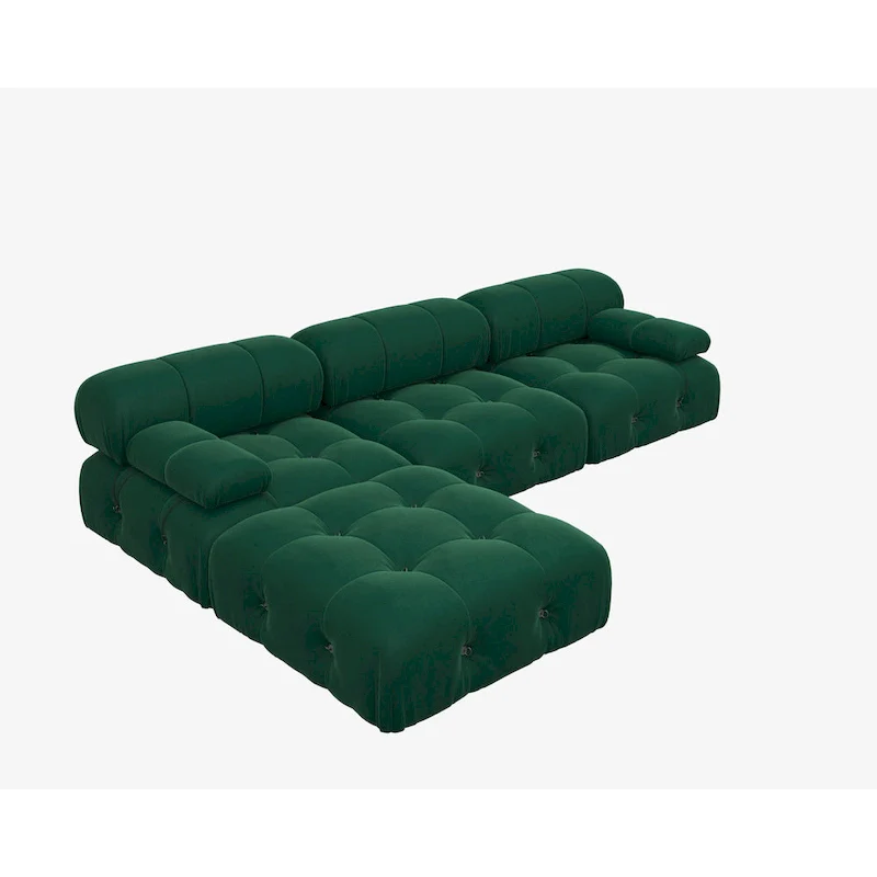 104  Wide Velvet Reversible Modular Sofa & Chaise with Ottoman