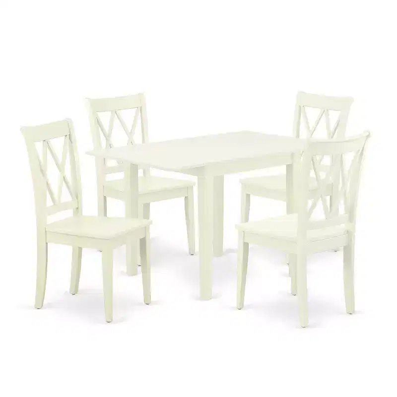 HomeStock 5-Pc Linen White Finish Solid Wood Top-Dining Room Set-Seats 4