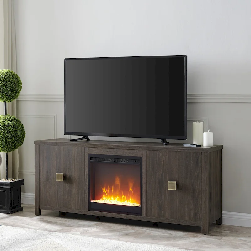 Juniper 58 TV Stand with Crystal Fireplace Insert