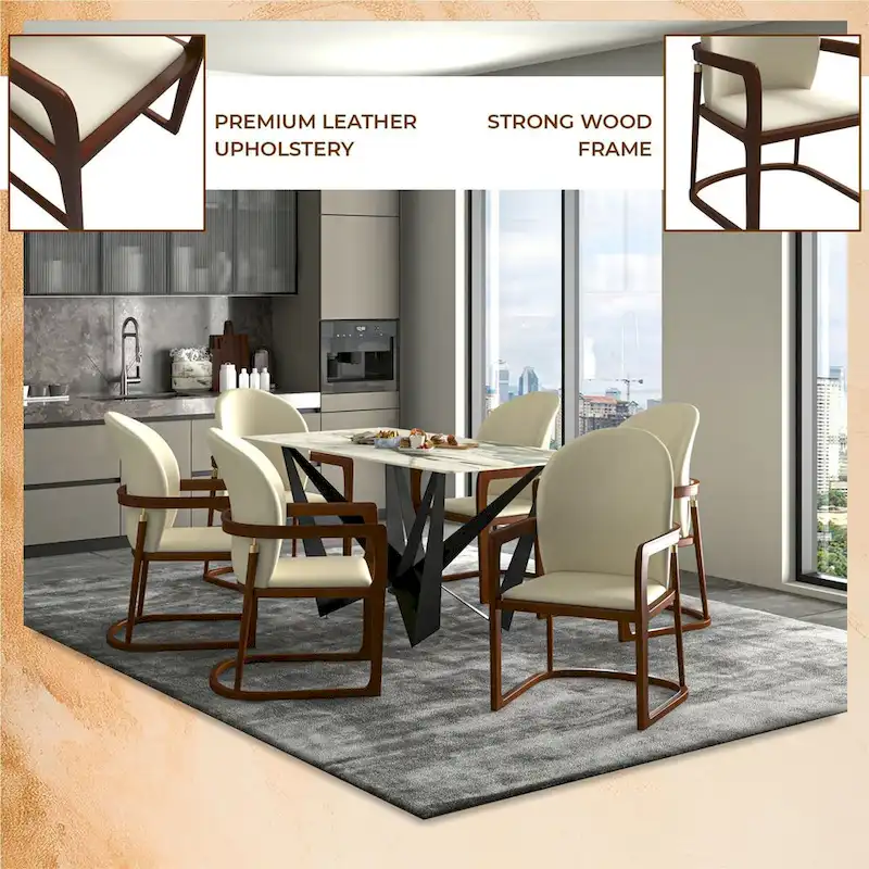 Modern Dining Chair in Upholstered Leather Svelta Series by LeisureMod