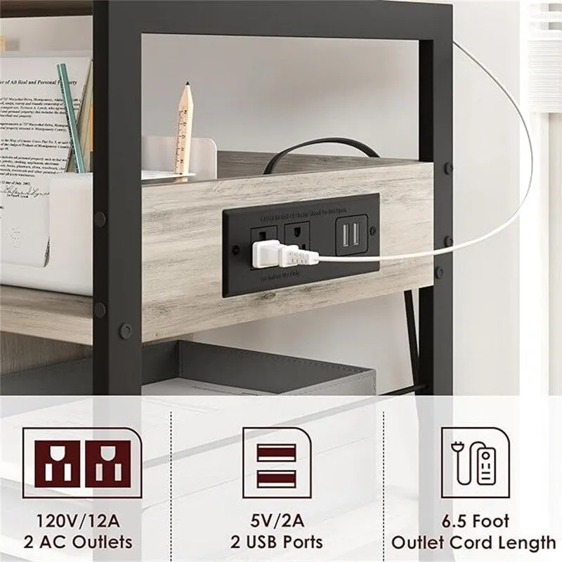 Rolling Printer Stand with Charging Station