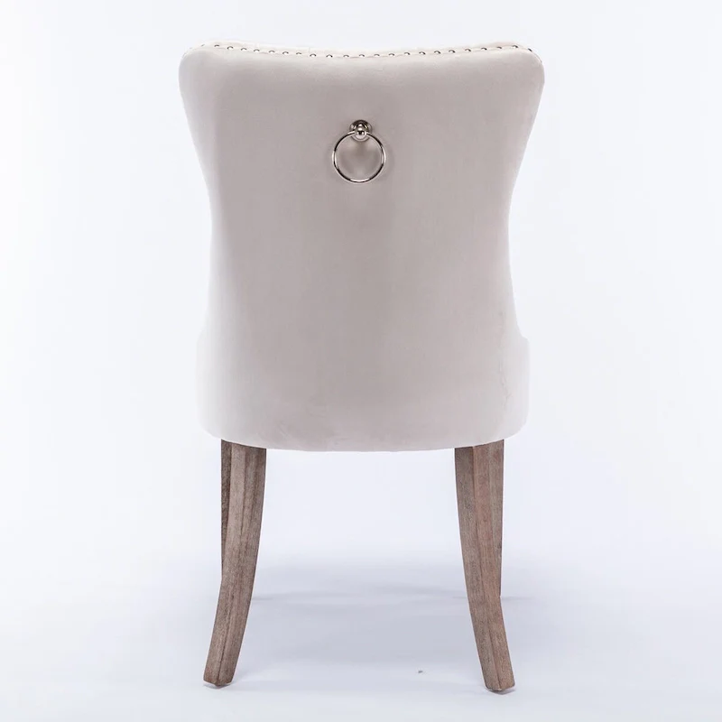 Set of 2 Velvet Tufted Upholstered Dining Chair with Wood Legs