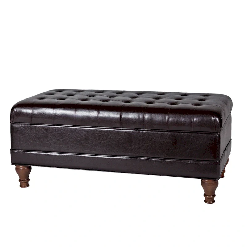 Tufted Espresso Storage Bench