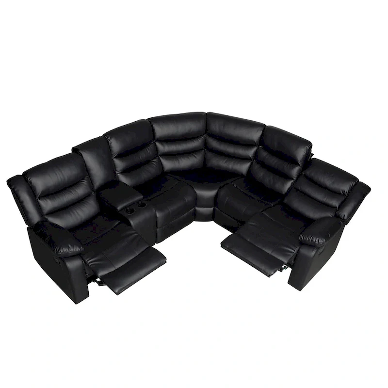 106 Manual Reclining Modular Sectional Couch with 1 Console & 2 Cup Holders, Living Room/Office
