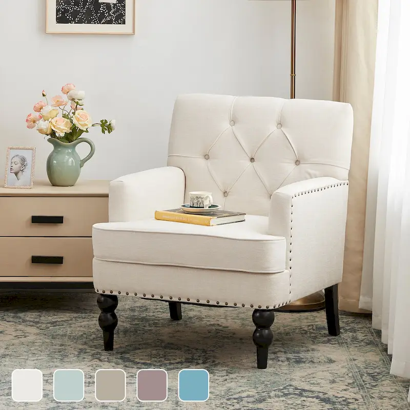 Upholstered Accent Chair with Lumbar Pillow - Single Seat