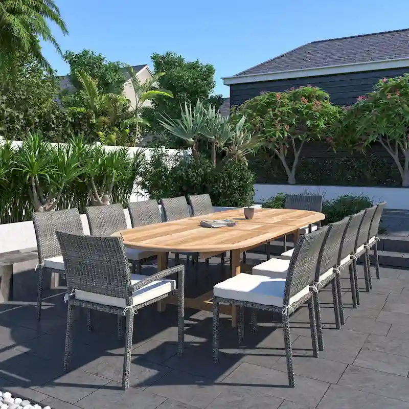 Amazonia FSC Teak Ravello 13pc Outdoor Patio Dining Set with Cushions - 13 pc