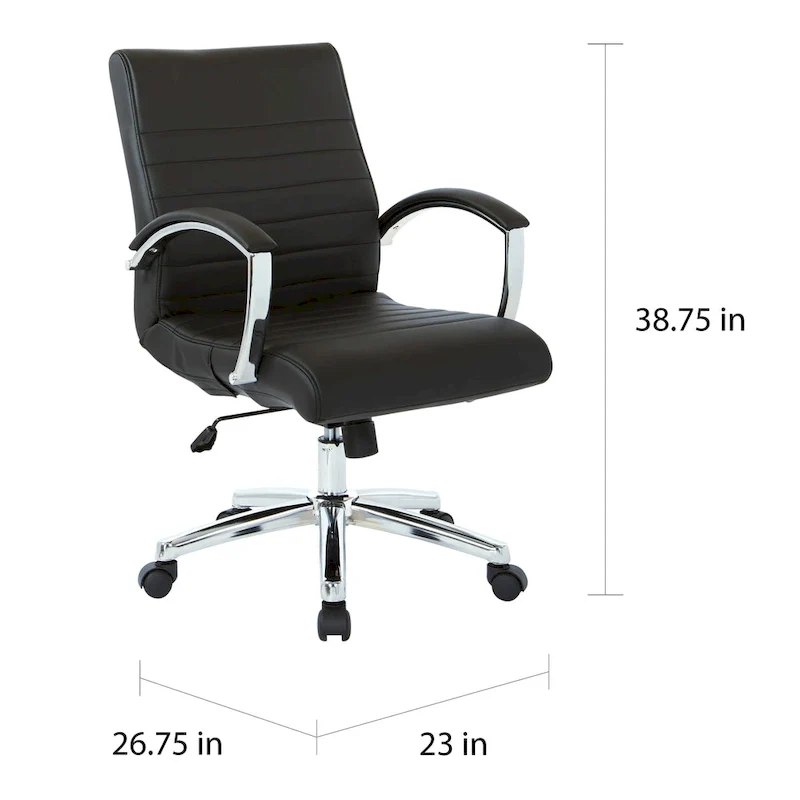 Executive Low Back Faux Leather Chair with Chrome Arms and Base - single