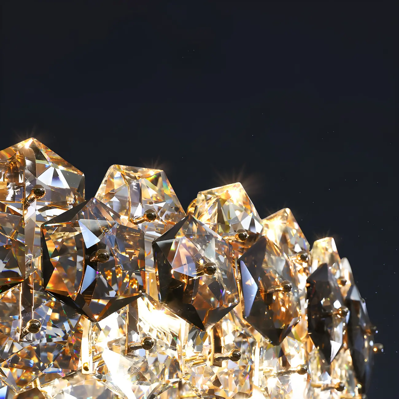 Exquisite Modern Gold Crystal Oval Island Chandelier