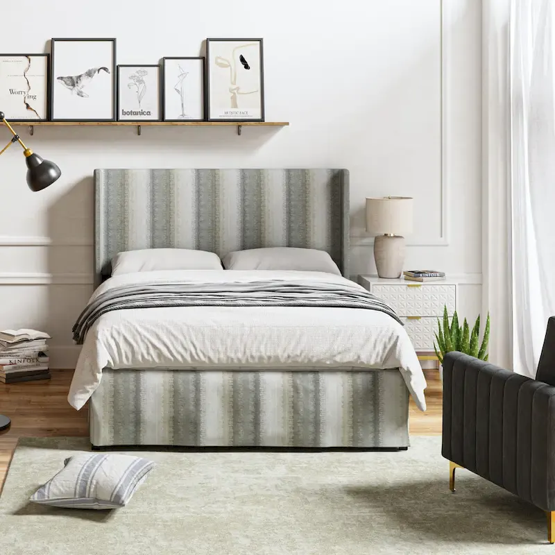 Louise Traditional Washable Slipcover Bed Upholstered Metal by HULALA HOME