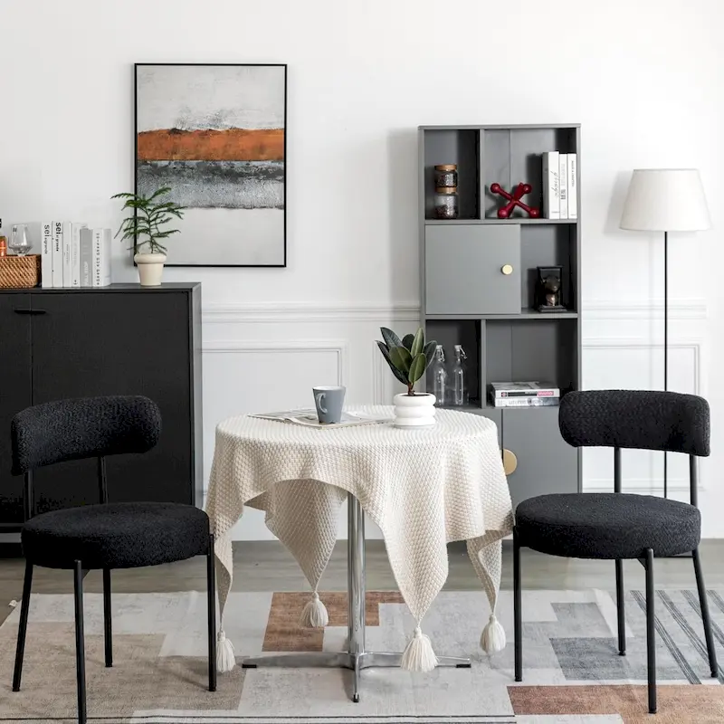 Mid-Century Modern Upholstered Boucle Dining Chairs (Set of 2/4/6)