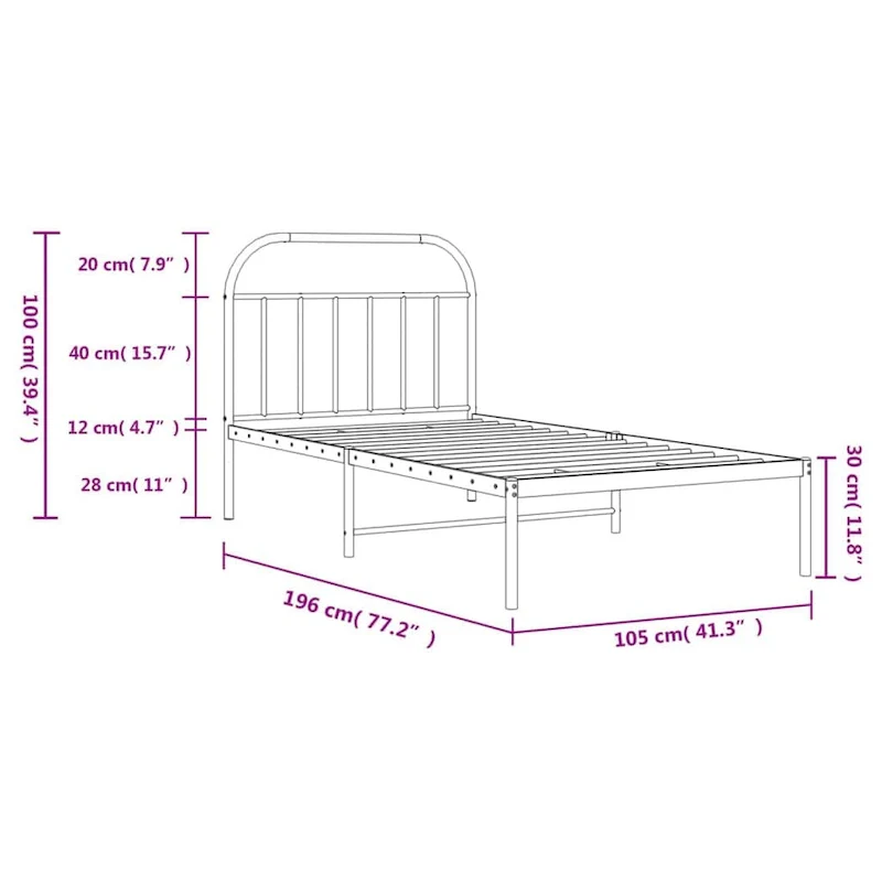 vidaXL 12 Inches Metal Bed Frame No Mattress