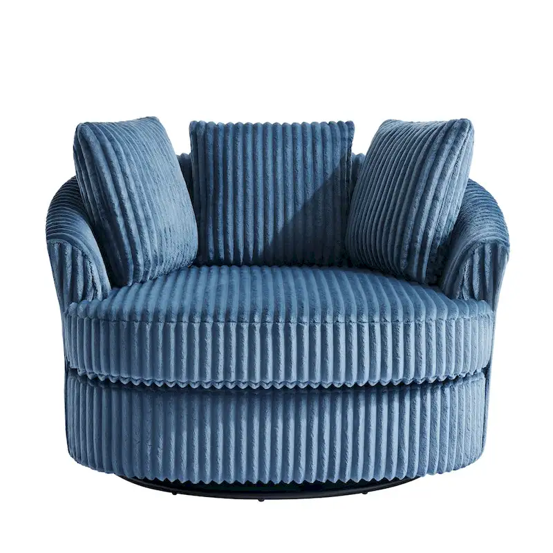 DREAMSIDEA Recessed Arm Slipcovered Swivel Barrel Chair