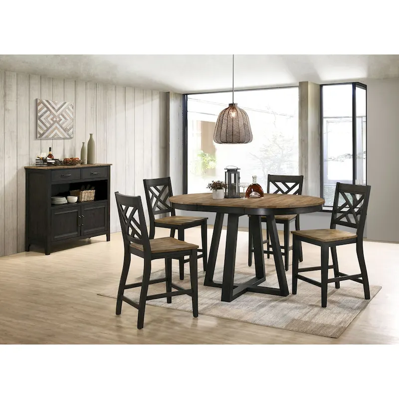 Brown & Pecan Round Extendable Counter Table, Seats 4–6