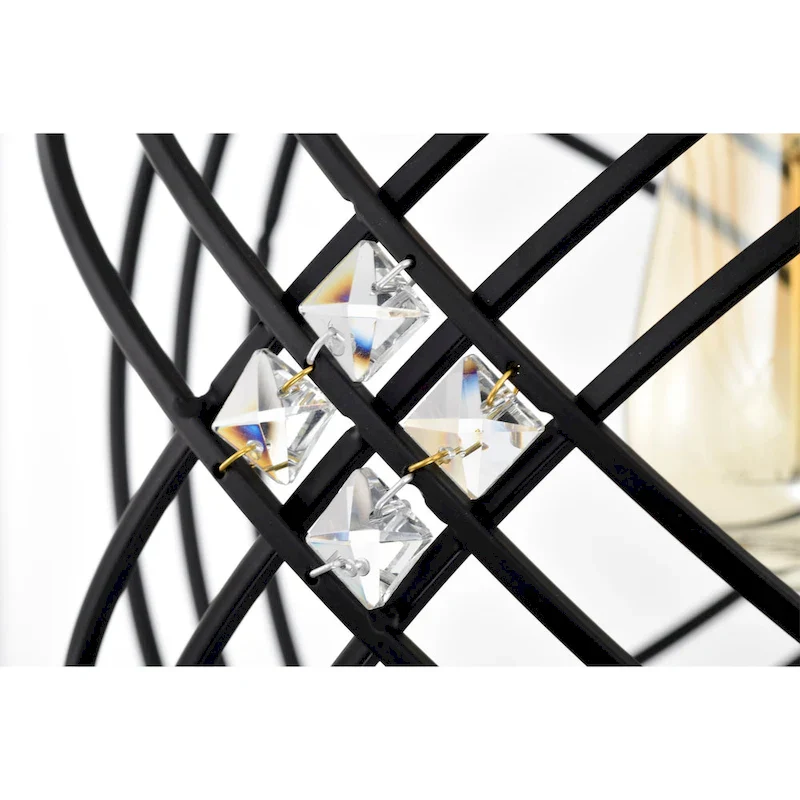 Jaipem 12 Inch Modern Matte Black Crystal Pendant Ceiling Light