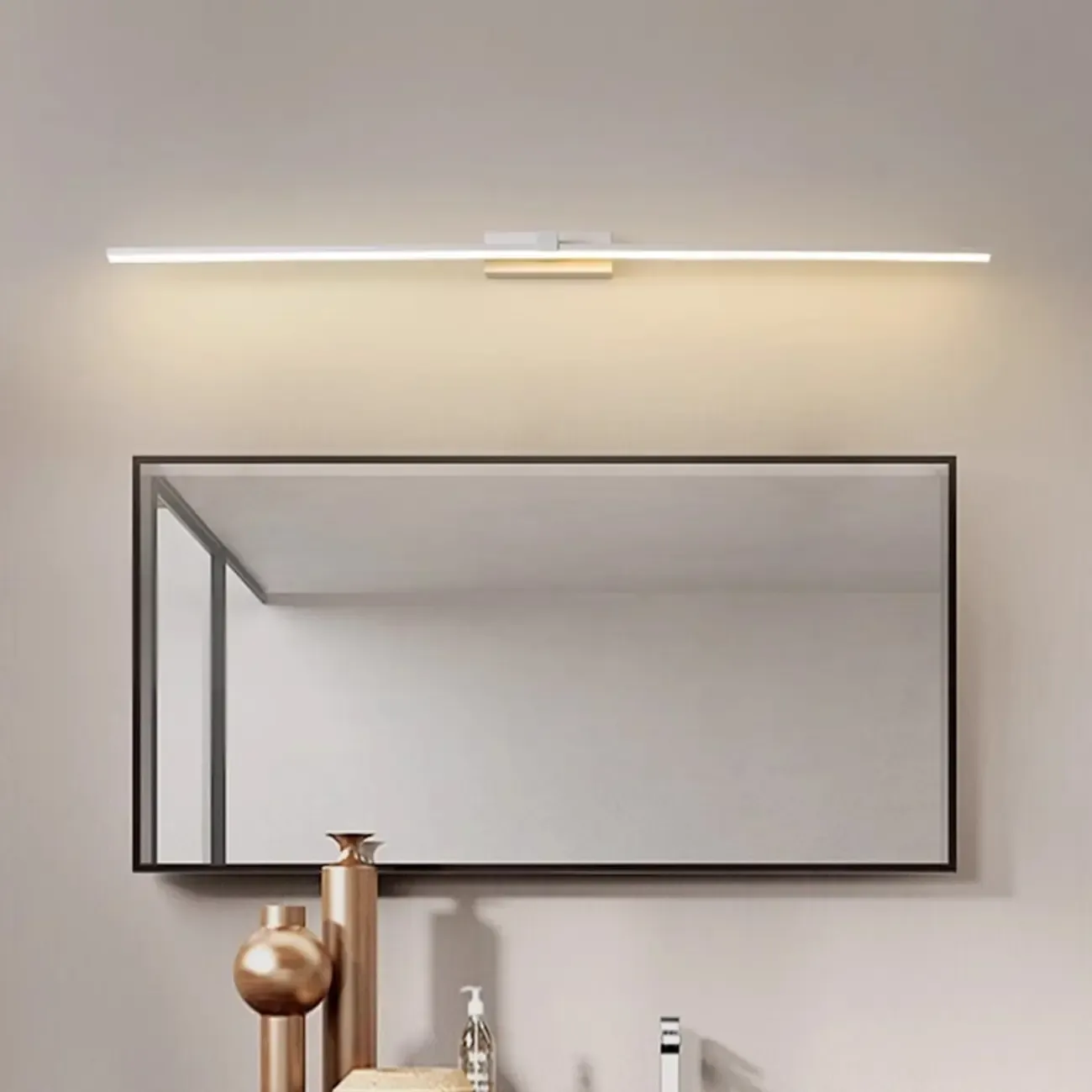 Minimalistic Long Linear LED Vanity Light with Natural Light