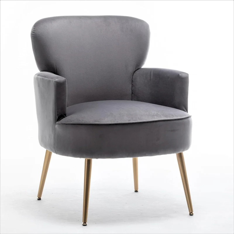 Velvet Accent Chair with Gold Metal Legs