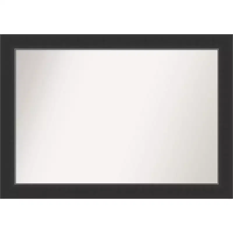 41" x 29" Non-Beveled Corvino Wood Bathroom Wall Mirror Black - Amanti Art: Modern Rectangle, Wall Mount, Wood Frame
