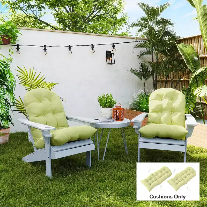 Outsunny Adirondack Chair Cushions Set of 2, Tufted High Back Patio Chair Cushions with Ties, Non-Slip Cushions for Adirondack Chairs