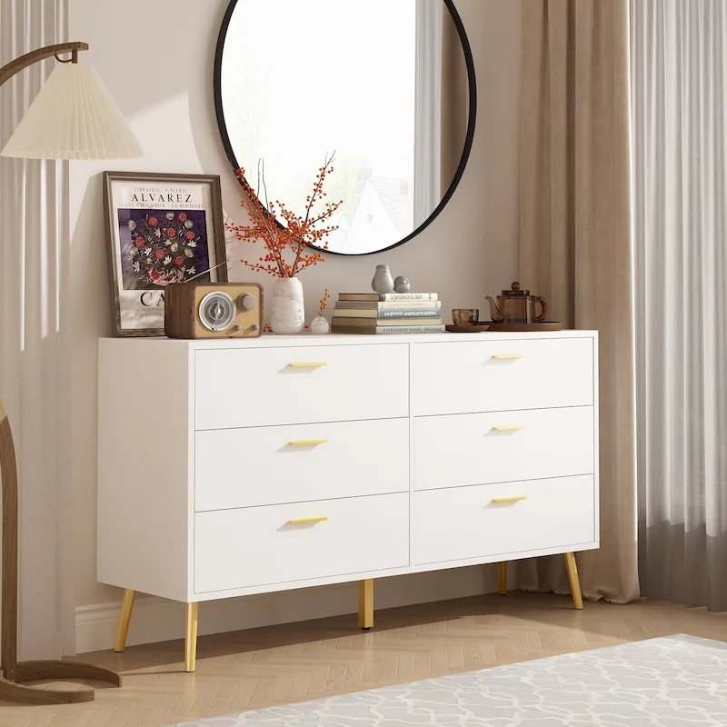 FUFU&GAGA Modern Double 6-Drawer Dresser Chest Of Drawers Cabinet