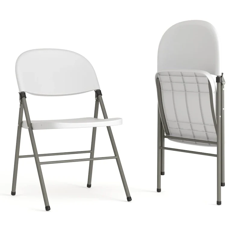 2 PK 330 lb. Capacity Plastic Folding Chair with Charcoal Frame