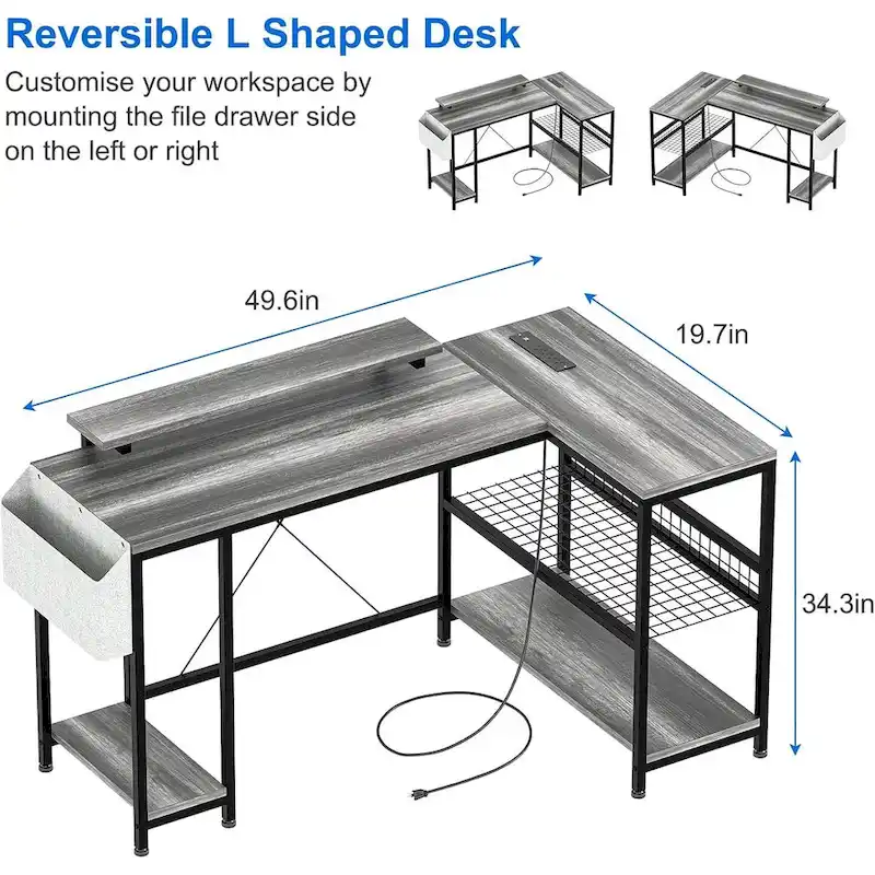 Small Gaming Desk with Power Outlets