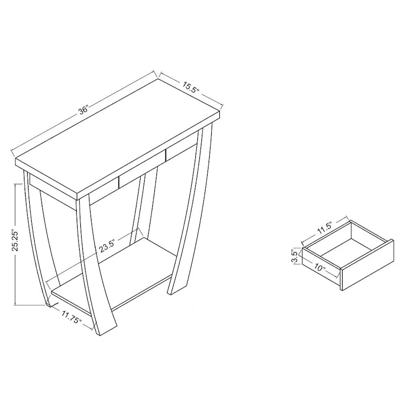 Modern Console Table with Drawer and Shelf - 36 inch