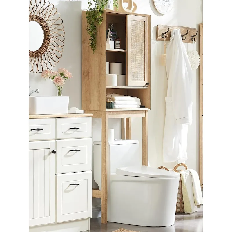 Natural Rattan Over The Toilet Storage Cabinet, Modern Storage Cabinet