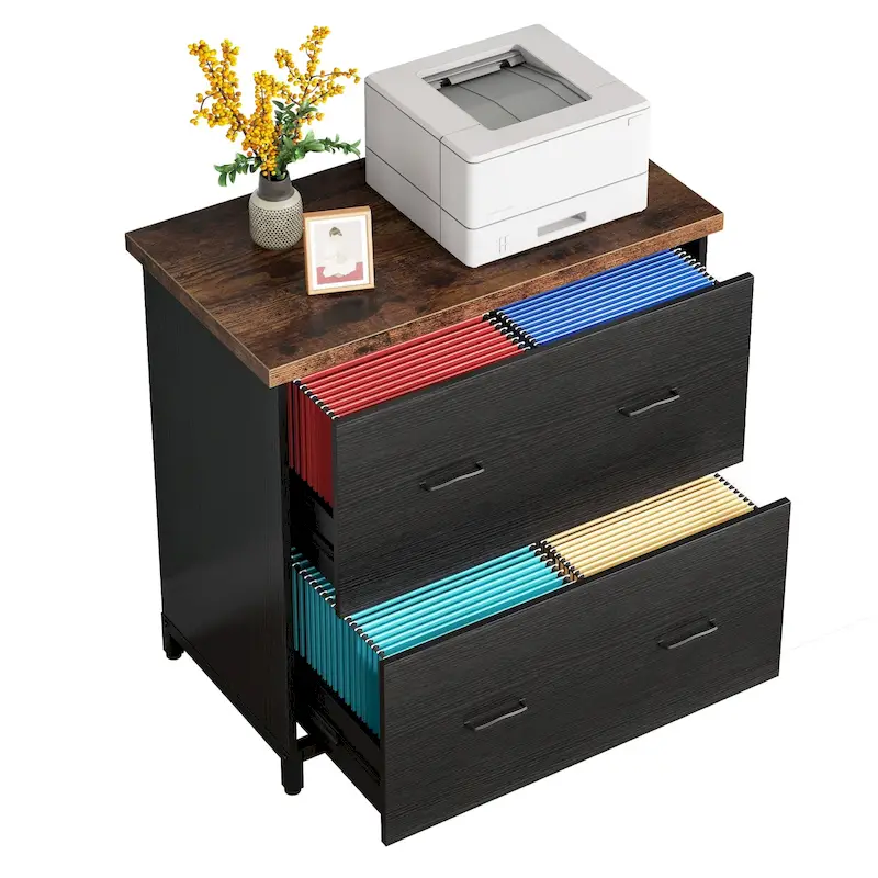 2-Drawer Lateral File Cabinet – Black / White / Brown / Rustic, Letter Size