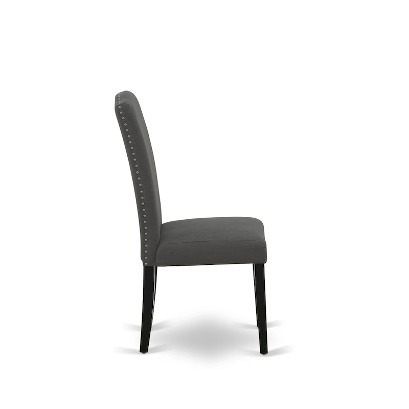 East West Furniture Dining Set-a Dining Table & Black Parson Chairs, Wire brushed Black.(Upholstered & Pieces Options)