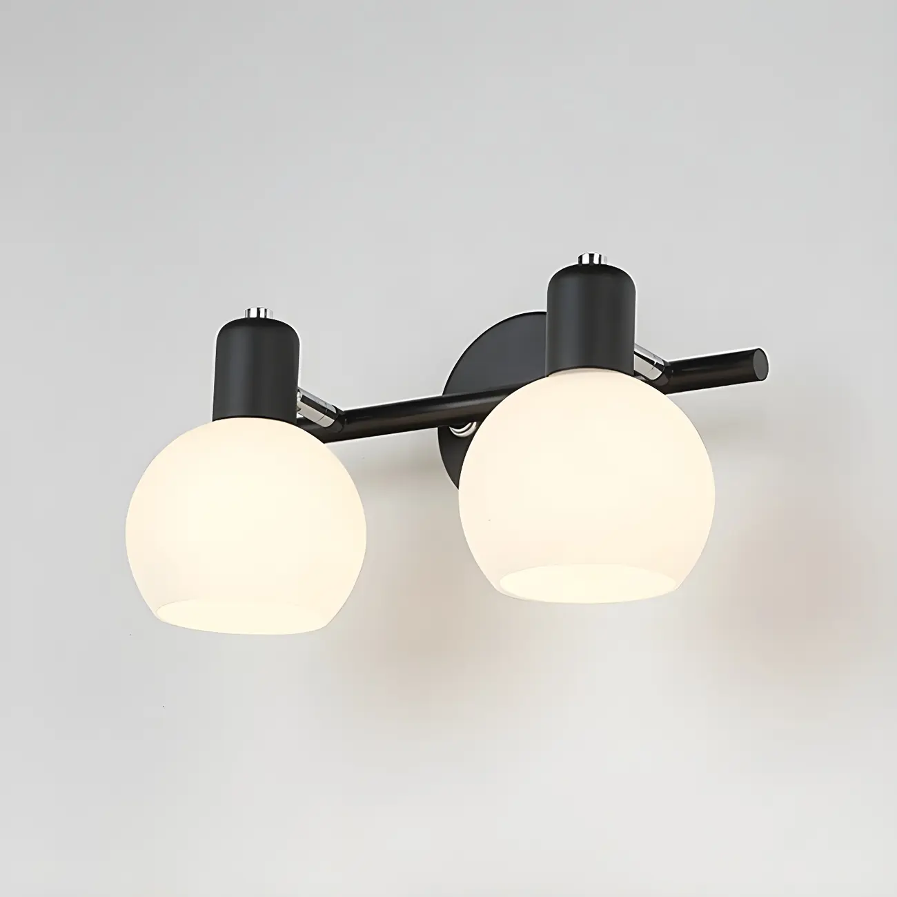 Modern 3 Heads Black Vanity Lights with White Glass Shade