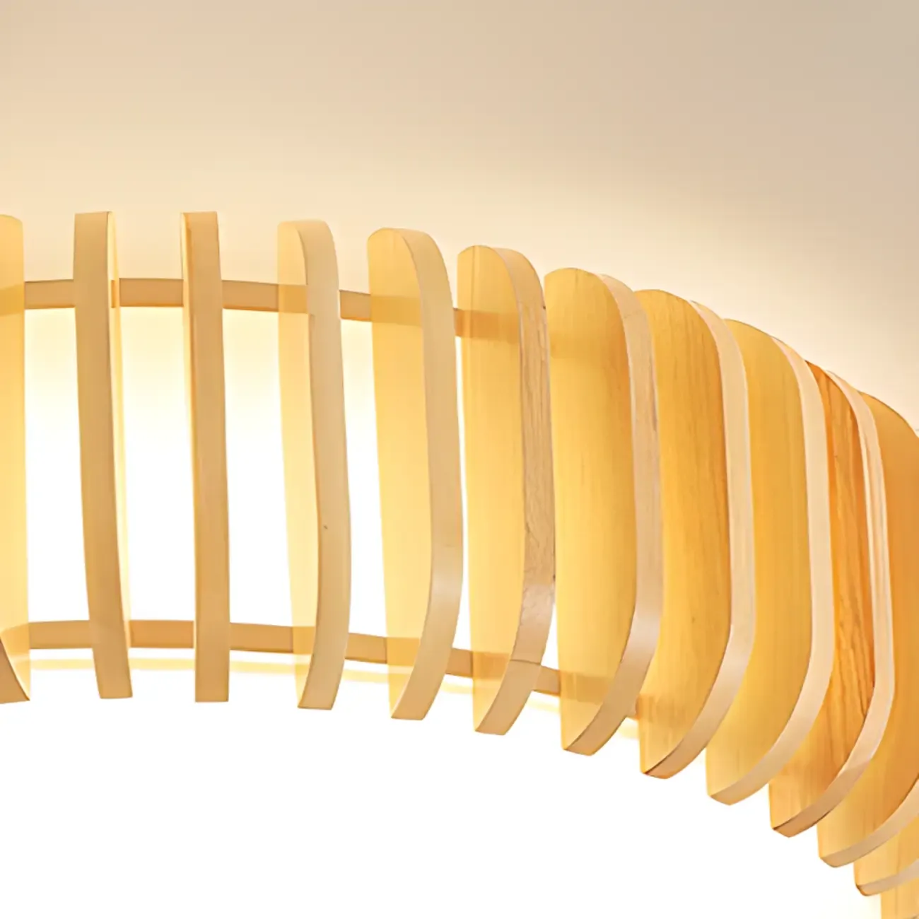 Natural Wood Circular Dimmable LED Flush Mount Ceiling Light