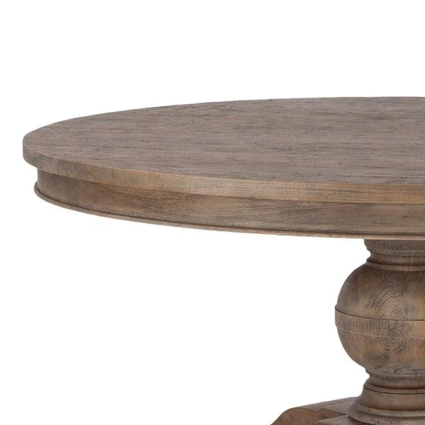 Asperg Brown Weathered Teak Round Dining Table