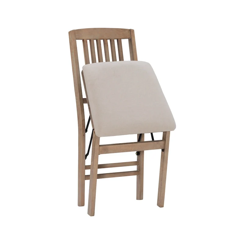 Lesvos Mission Grey Wash Wooden Folding Dining Chair (Set of 2)