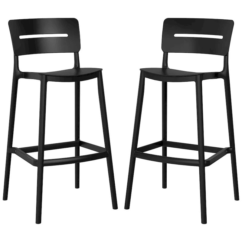 Frond and Form 29.5 Outdoor Patio Poly Plastic Bar Stool (Set of 2)