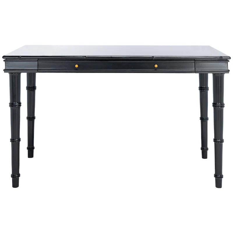 Modern Coastal Writing Desk with 1 Drawer - Bamboo-Inspired Wood Frame Office Furniture