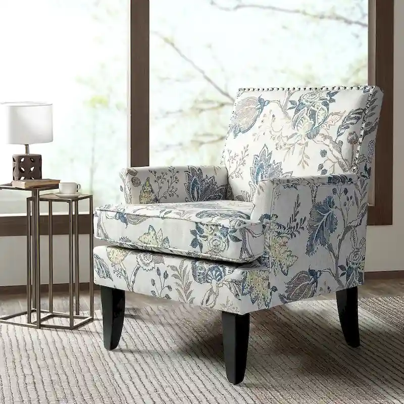French Country Armchair – Multi-Color, Nailhead Trim, Single Seat