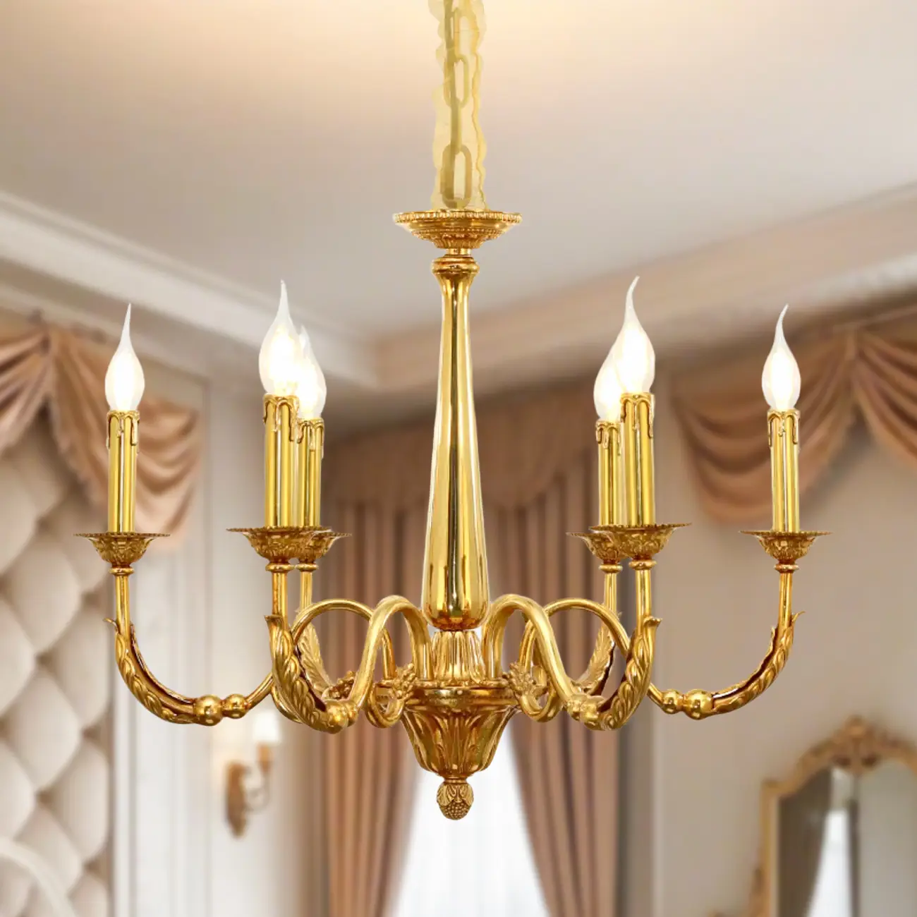 Vintage Brass Candelabra Chandelier for Living Room
