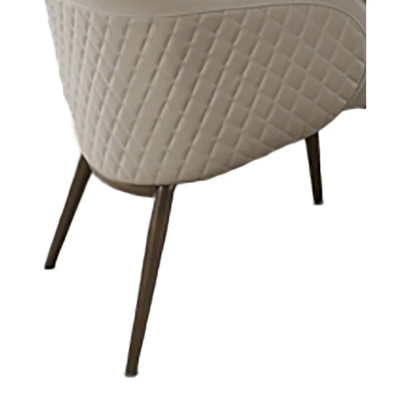 Liy 26 Inch Dining Chair Set of 2, Curved Padded, Tufted Beige Faux Leather