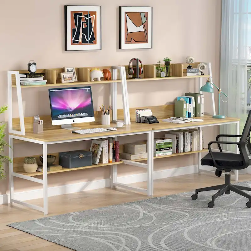 Computer Desk with Hutch and Bookshelf,Home Office Desk,Study Writing Table