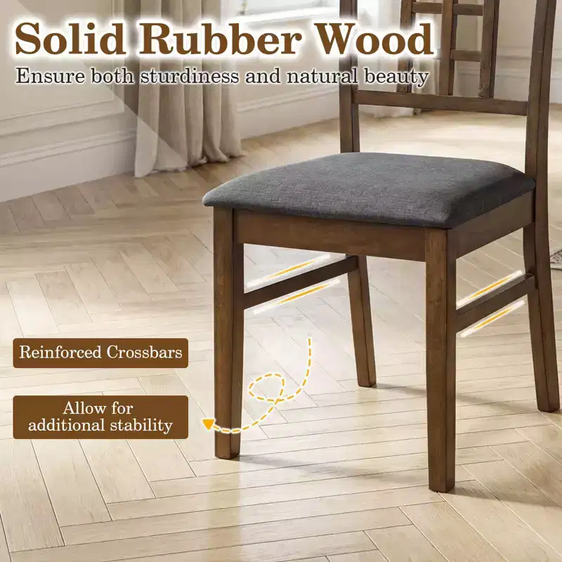 Costway Rubber Wood Dining Chairs Set of 2/4 Farmhouse Kitchen Chairs with Lattice Back,