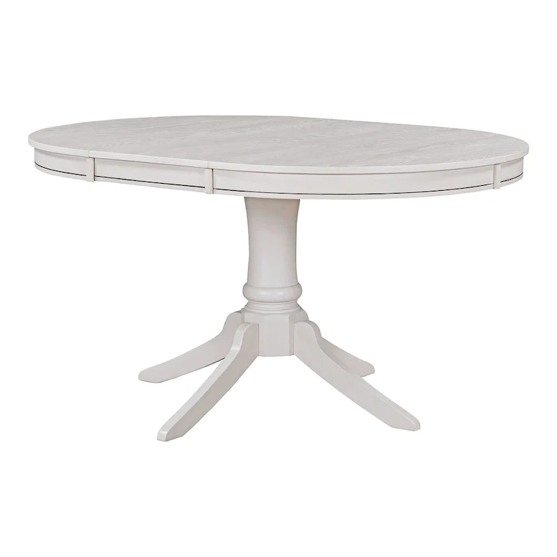 5 Piece Round Dining Table Set, Solid Wood Kitchen Table and Chair Set with Extendable Table and 4 Upholstered Chairs