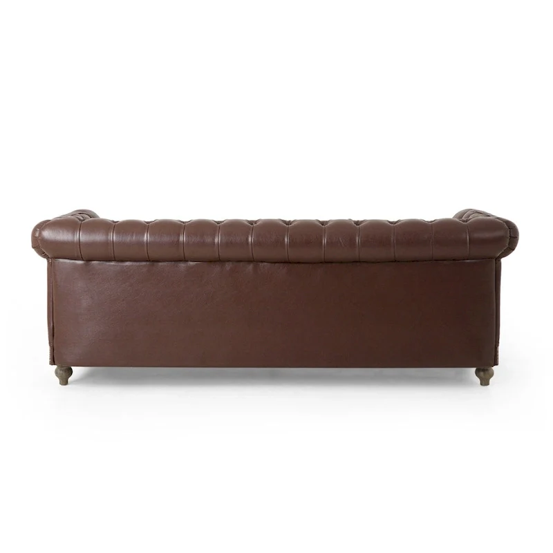 Retro 3 Seat PU Sofa with Wooden Frame and Legs