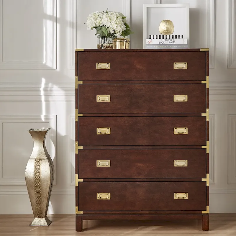 5-Drawer Gold Accent Chest
