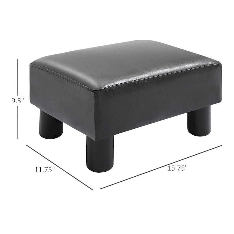HOMCOM Modern Faux Leather Upholstered Rectangular Ottoman Footrest with Padded Foam Seat and Plastic Legs