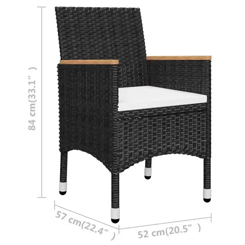 vidaXL Bistro Set Patio Table and Chair Set Poly Rattan and Tempered Glass